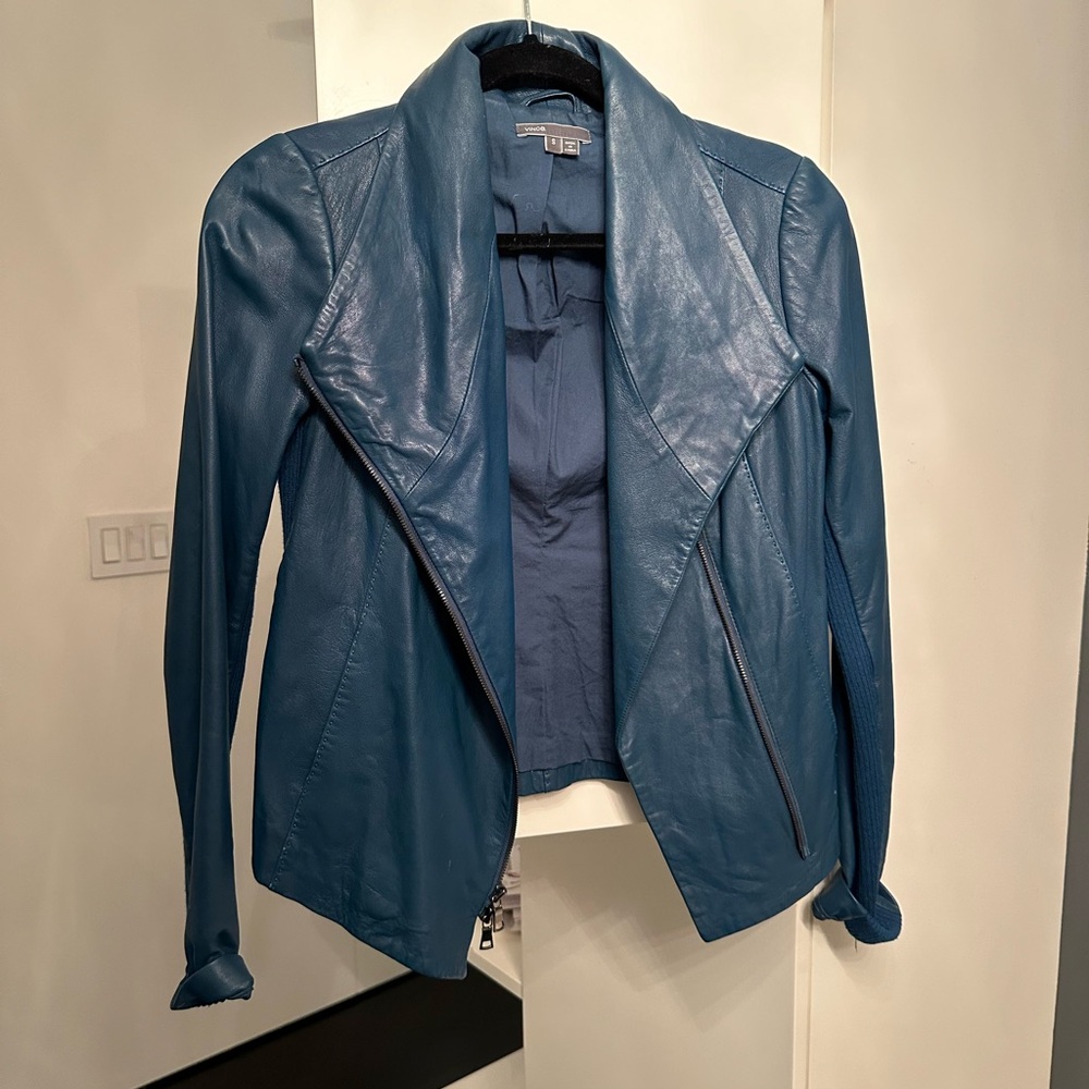 Vince blue leather jacket